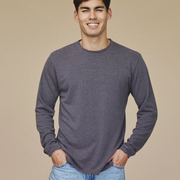 Jungmaven Merino Wool & Hemp Tatoosh Long Sleeve Tee Botanically Dyed Navy XS - Picture 2 of 5